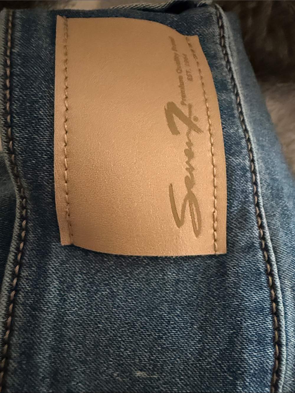 Seven7 Blue Denim Jeans with Tan Patch